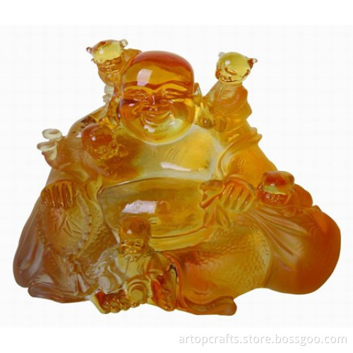 liuli crystal happiness buddha and five children